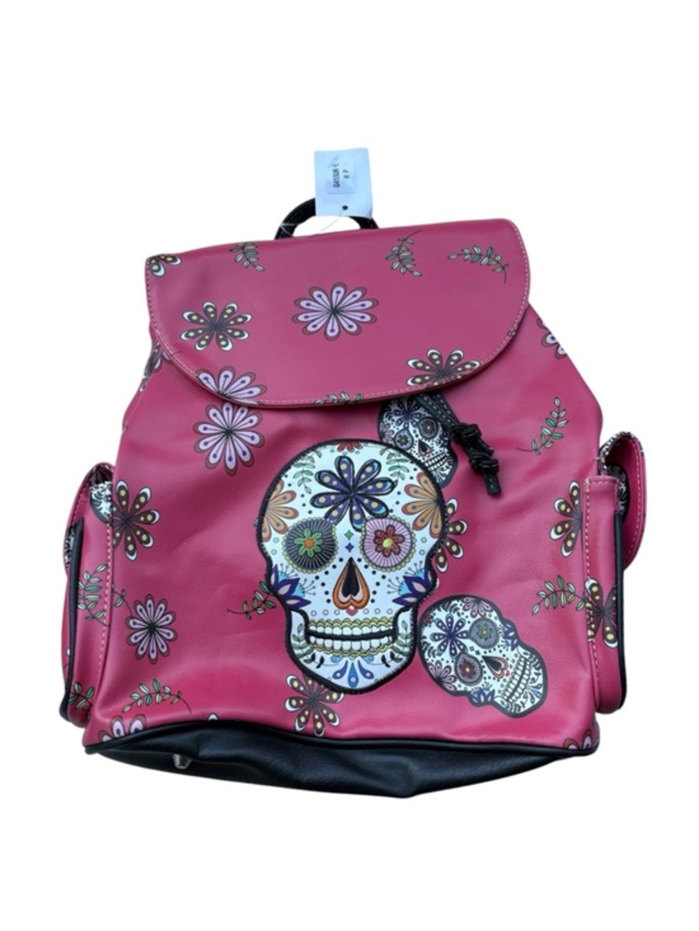 Sugar Skull Backpack Purse Pink Floral Day of the Dead